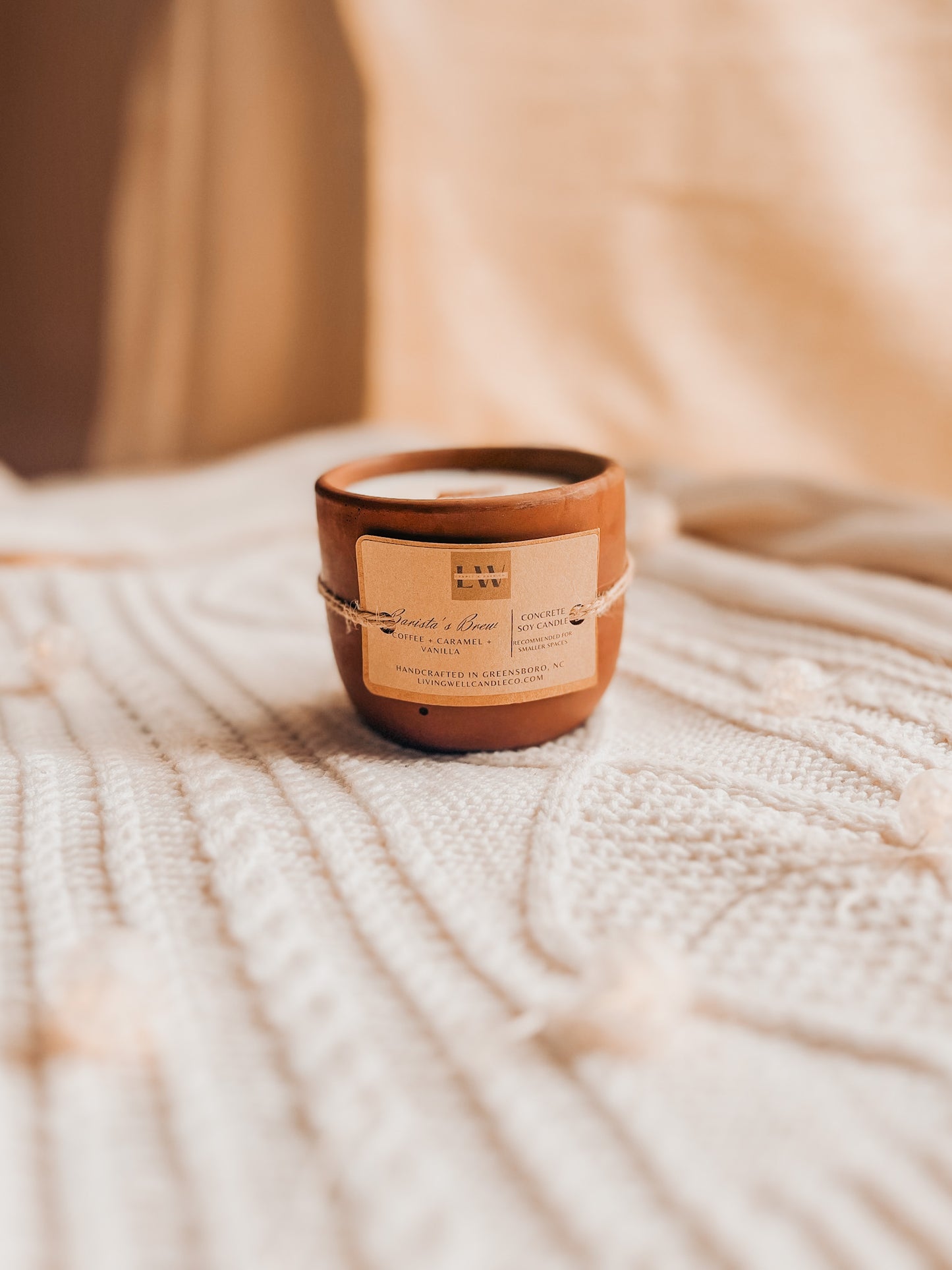 Brew & Caramel Concrete + Wooden Wick Soy Candle