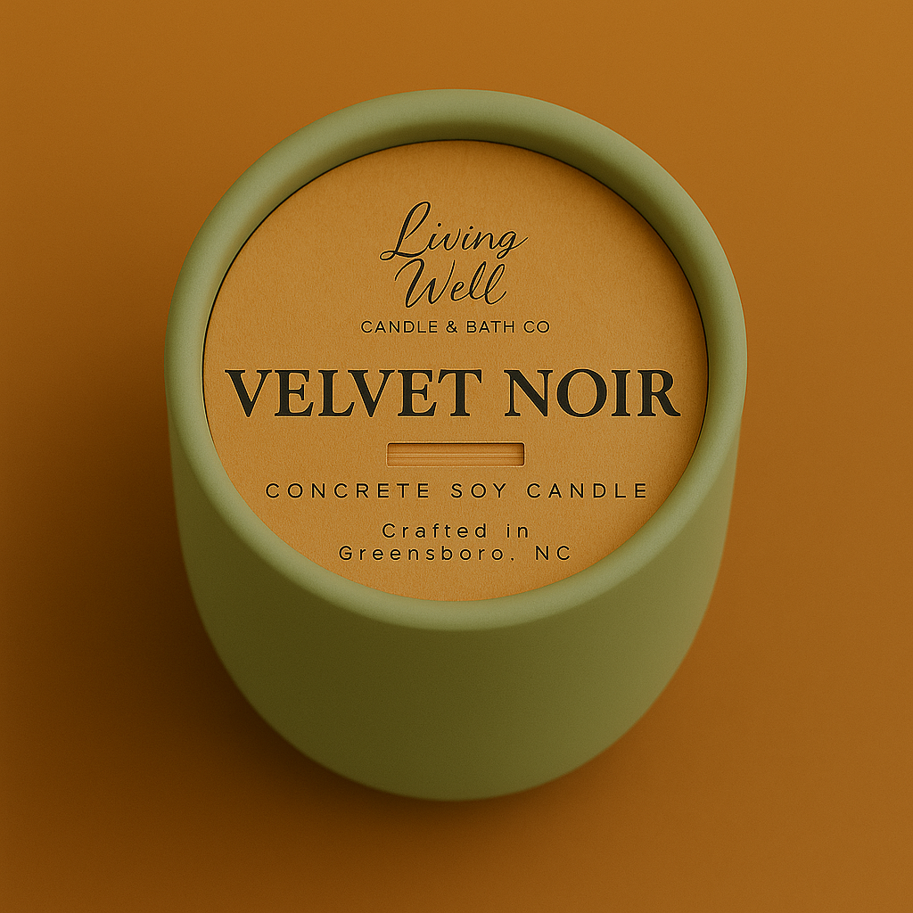 Velvet Noir Concrete Wooden Wick Coconut Soy Candle