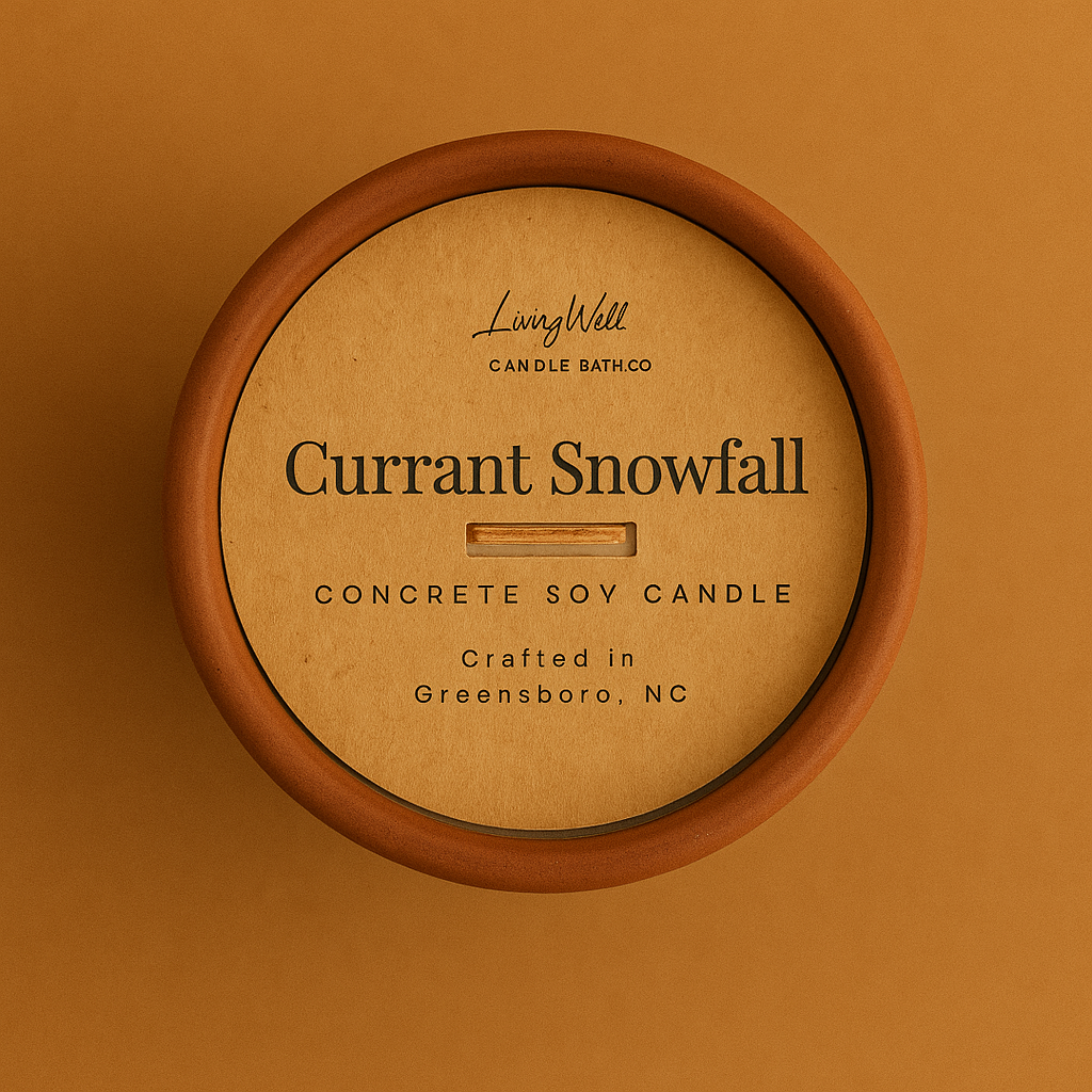 Currant Snowfall Medium Concrete Wooden Wick Soy Candle