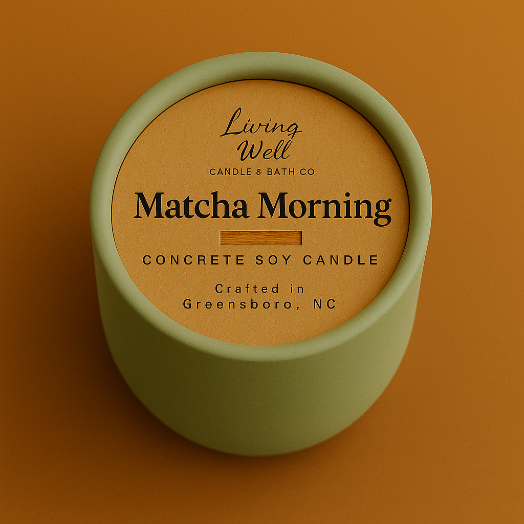 Matcha Morning Concrete + Wooden Wick Soy Candle