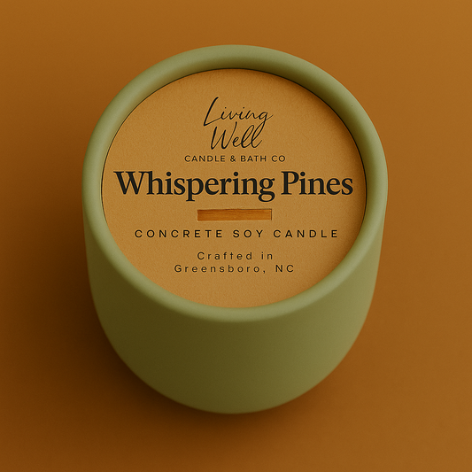 Whispering Pines Concrete + Wooden Wick Soy Candle