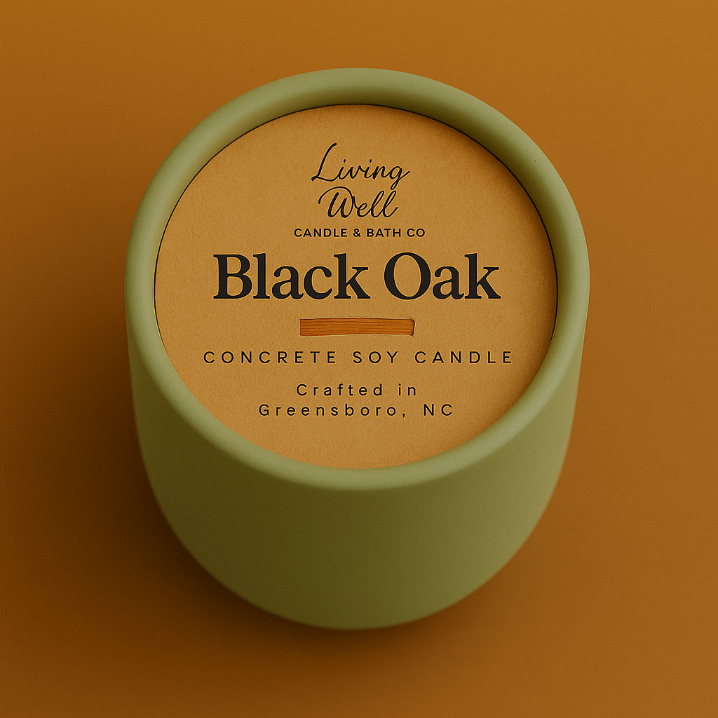 Black Oak Signature Scent + Concrete Wooden Wick Soy Candle