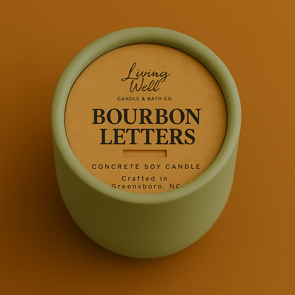 Bourbon Letters Concrete + Wooden Wick Soy Candle