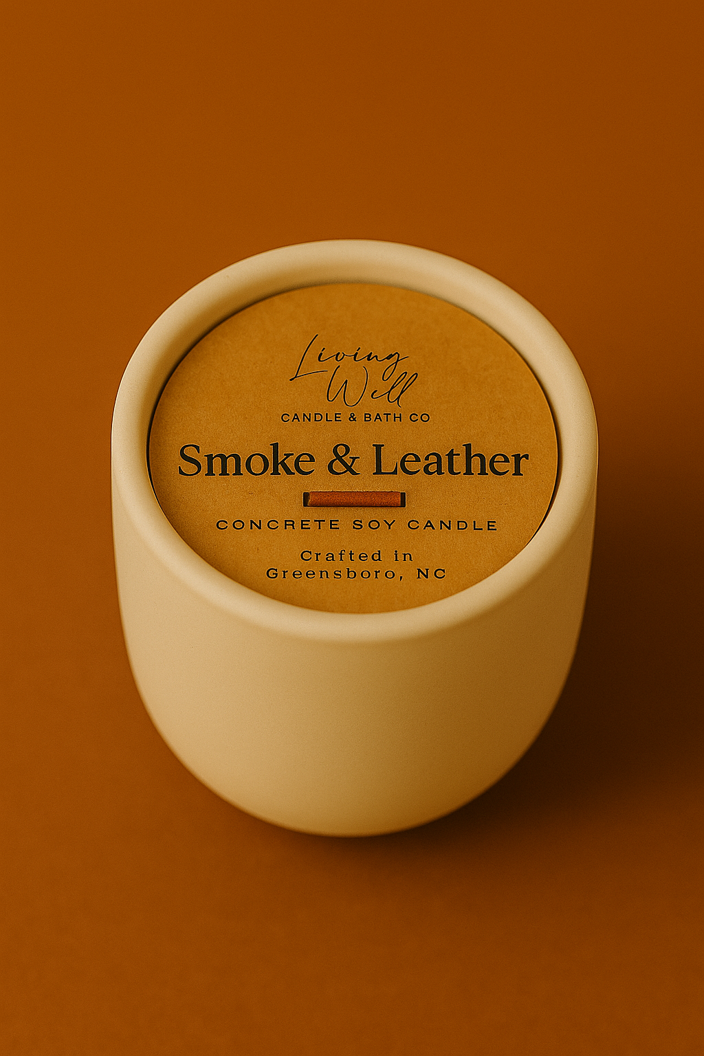 Smoke & Leather Concrete + Wooden Wick Coconut Soy Candle