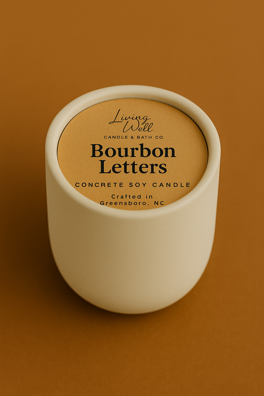 Bourbon Letters Concrete + Wooden Wick Soy Candle