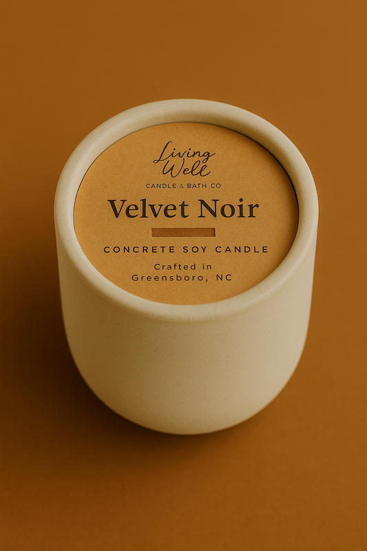 Velvet Noir Concrete Wooden Wick Coconut Soy Candle