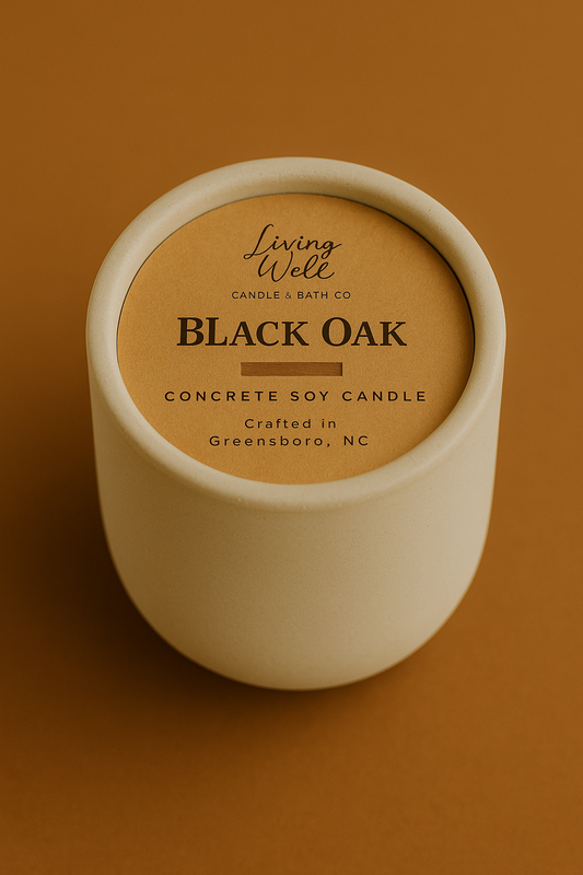 Black Oak Signature Scent + Concrete Wooden Wick Soy Candle